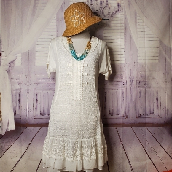 MONORENO‎ SIZE M WHITE IVORY BEACH LACE… - Picture 4 of 16